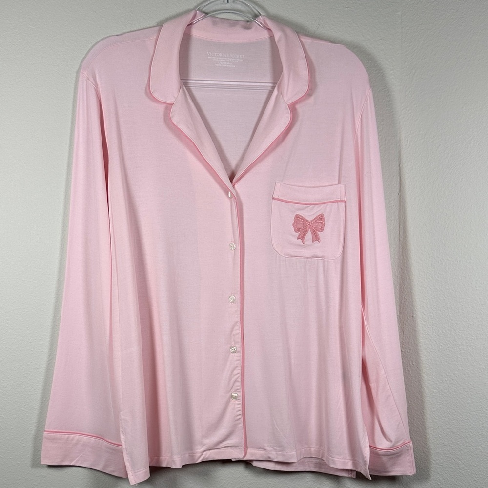 NWT Victoria’s Secret SoSoft Modal Pajama Set Pink Bow Long Sleeve Size L - Picture 4 of 15